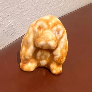 Vintage Ceramic Spaniel Dog Figurine Miniature Statue Yellow Glaze 2”